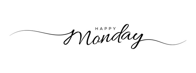 happy monday letter calligraphy banner