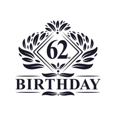 62 years Birthday Logo, Luxury 62nd Birthday Celebration.