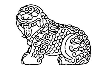 Haetae. It is an imaginary animal that judges good and evil in Korea. It is also commonly referred to as 'Foo Dog'.