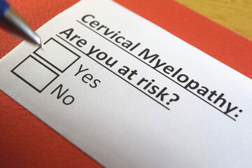 Fototapeta premium One person is answering question about cervical myelopathy.