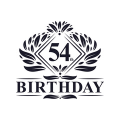 54 years Birthday Logo, Luxury 54th Birthday Celebration.