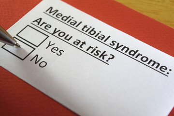 Fototapeta premium One person is answering question about medial tibial syndrome.