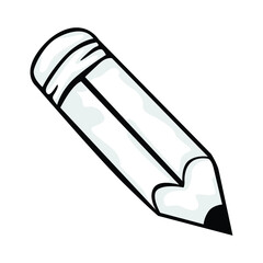 Simple Vector Design of a Pencil in Black and White