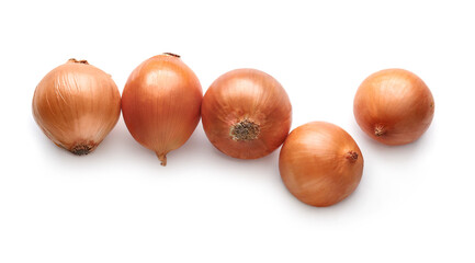 Fresh raw onion on white background
