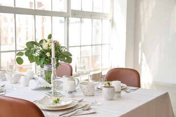Beautiful table setting in dining room