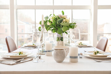Beautiful table setting in dining room