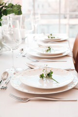 Beautiful table setting in dining room