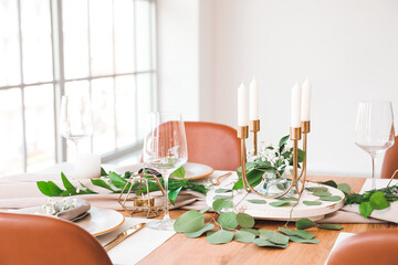 Beautiful table setting in dining room