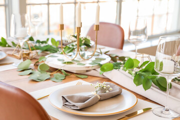 Beautiful table setting in dining room