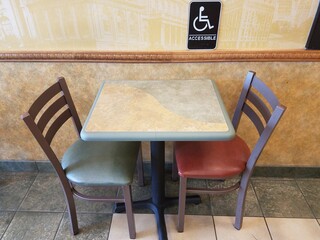 accessible sign near table