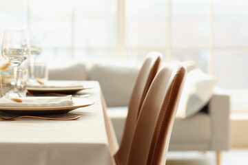 Beautiful table setting in dining room