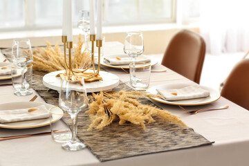 Beautiful table setting in dining room