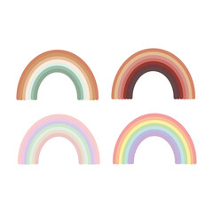rainbow set in vector flat style, boho, gentle pastel cute collection