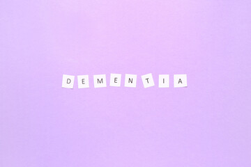 Word DEMENTIA on color background