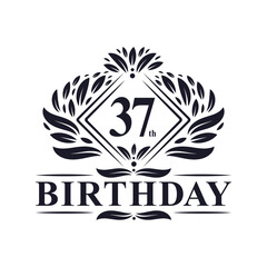 37 years Birthday Logo, Luxury 37th Birthday Celebration.