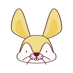 Vector illustration of a cute cartoon rabbit’s face. Isolated on white background. Cute  animal set