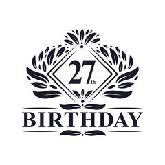 27 years Birthday Logo, Luxury 27th Birthday Celebration.