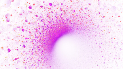 Colorful purple and golden shiny particles. Abstract holiday background. Fantastic light effect. Digital fractal art. 3d rendering.