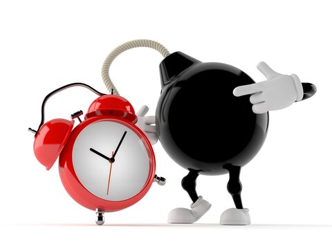 Bomb character with alarm clock