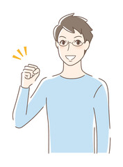 ガッツポーズする男性