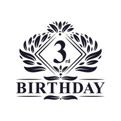 3 years Birthday Logo, Luxury 3rd Birthday Celebration.