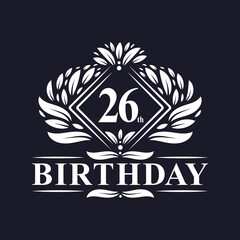 26 years Birthday Logo, Luxury 26th Birthday Celebration.