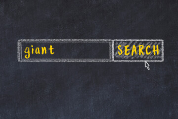 Search engine concept. Looking for giant. Simple chalk sketch and inscription