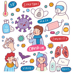 Corona Virus Doodle Element for Infographic Design