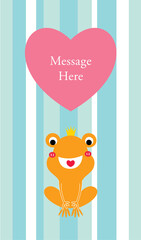 cute prince frog valentine message card vector