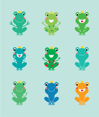 cute prince frog vector card