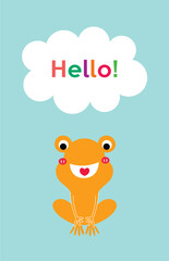 cute frog hello greeting card