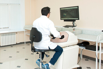 Student at an academic simulator. Medical Institute.