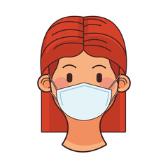 young woman wearing medical mask head character