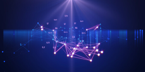 Abstract modern concept of algorithm making decision. Analysis data grid quality. Big data. Business and science visualization of artificial intelligence with lens effects and blurred lines.