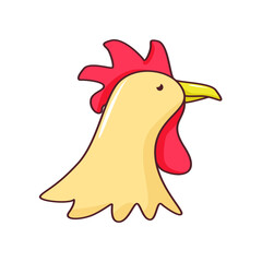 Vector illustration of a cute cartoon Chicken’s face. Isolated on white background. Cute  animal set