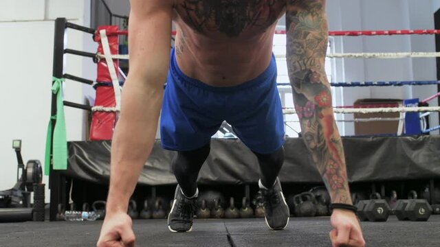 MS Man exercising in gym / Milan, Italy