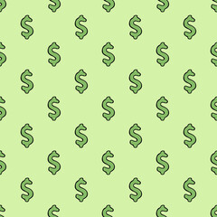 vector image of a dollar sign on a green background. Vector dollar symbol pattern