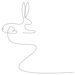 Bunny animal line drawing vector illustration