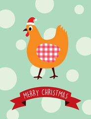 cute chicken merry christmas greeting
