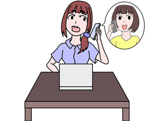  テレワークの電話 女性相手