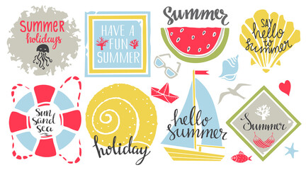 Summer holidays logo, icons, signs