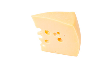 a piece of cheese isolated on a white background