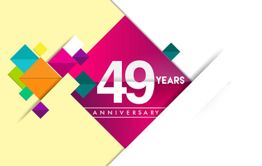 49th years anniversary logo, vector design birthday celebration with colorful geometric isolated on white background.