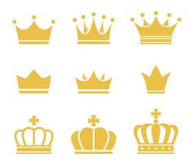 王冠のアイコンセット - obrazy, fototapety, plakaty