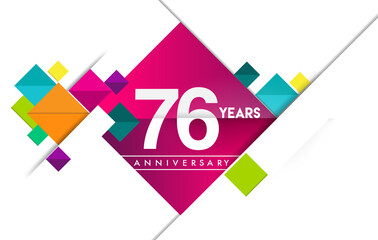 76th years anniversary logo, vector design birthday celebration with colorful geometric isolated on white background.