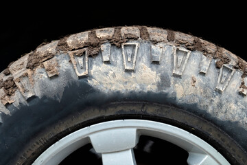 Mud tyre off road closeup background. Extreme sport concept. Road trip concept. Offroad car.