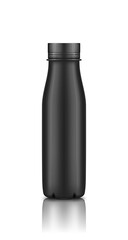 Black yogurt plastic bottle mockup isolated on white background. Packaging design. Blank nutrition or dairy product template - milk, juice, cold tea, cream container. 3d realistic vector illustration