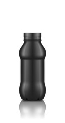 Black yogurt plastic bottle with cap mockup isolated on white background. Packaging design. Blank nutrition or dairy product template - milk, juice, tea container. 3d realistic vector illustration