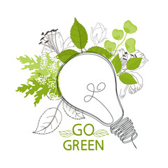 Light bulb idea. Environmentally friendly world.