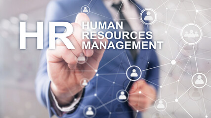 Human resource management, HR, Team Building and recruitment concept on blurred background.